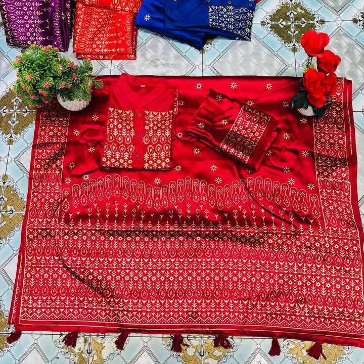 জাপানি সিল্ক শাড়ি নরম ও আরামদায়ক স্কিন প্রিন্টের নিখুঁত কাজ